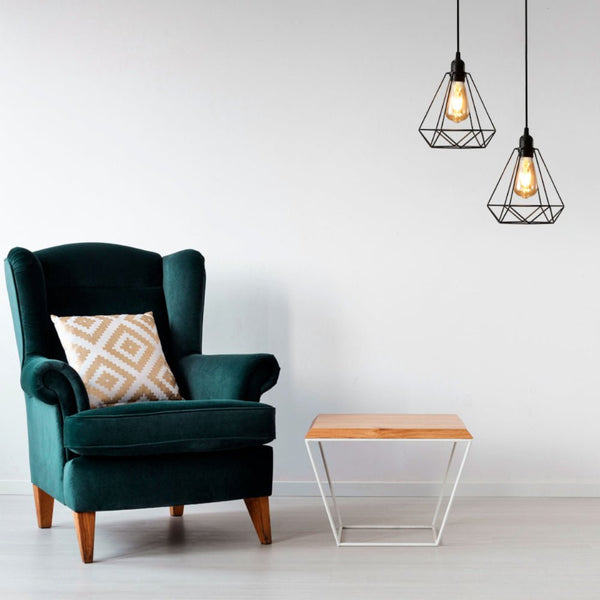 Black Metal Diamond Caged Funnel Pendant Ceiling Light E27