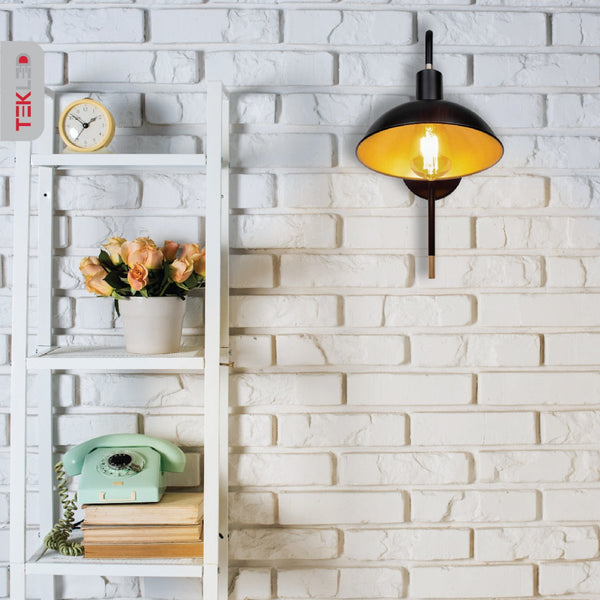 Black Metal Dome Sunflower Wall Light E27 Fitting
