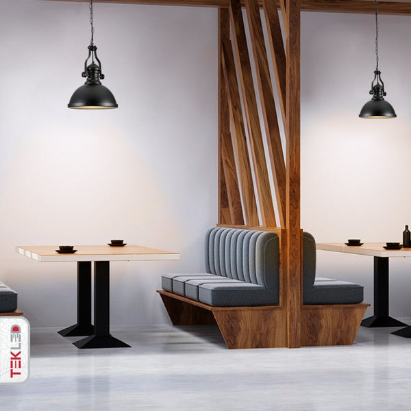 Black Nautical Industrial Caged Dome Shade Glass Metal Ceiling Pendant Light E27 Fitting