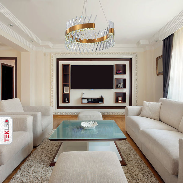 Brushed Bronze Metal Crystal Built-in LED Modern Contemporary Glam Kitchen Island Chandelier Ceiling Light