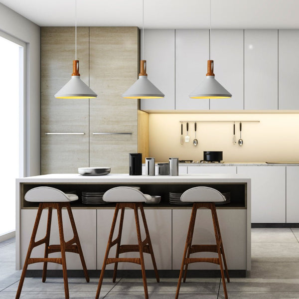Capo Funnel Cone Flat Nordic Wood Top Designer Metal Pendant Ceiling Light E27