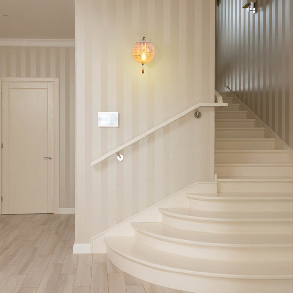 Clear Textured Globe Gold Wall Light E27 Pull Down Switch