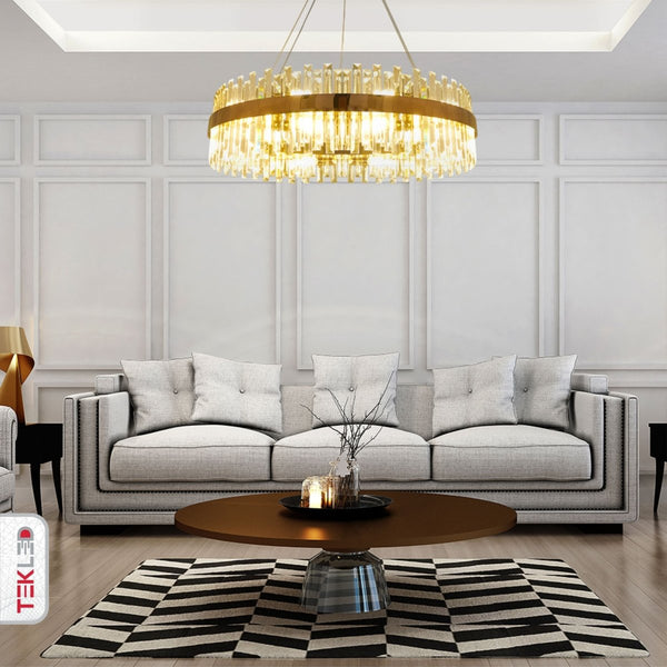 Coffin Crystal Gold Metal Chandelier Ceiling Light E14