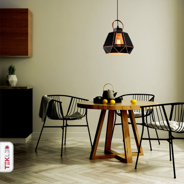 Esagono Pod Lantern Black or White Pendant Ceiling Light E27
