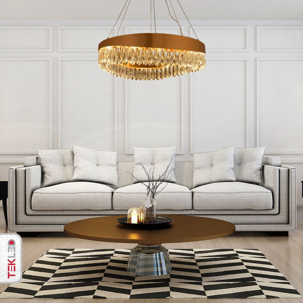 Faceted Long Pear Crystal Gold Metal Chandelier Ceiling Light G9