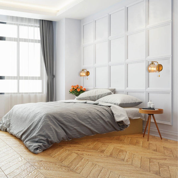 L-Shape Dome Glass Wall Light E27 with Pull Down Switch