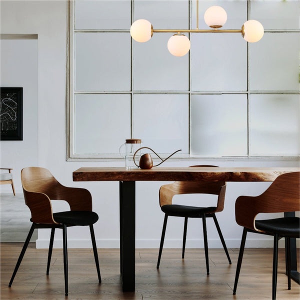 Gold Metal Body Opal Glass Globes Ceiling Light 4xE27 Fittings