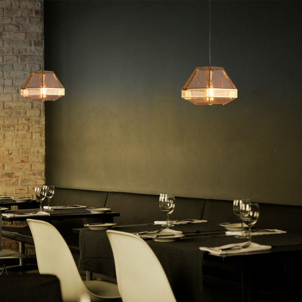 Gold Metal Polyhedral Pendant Ceiling Light E27