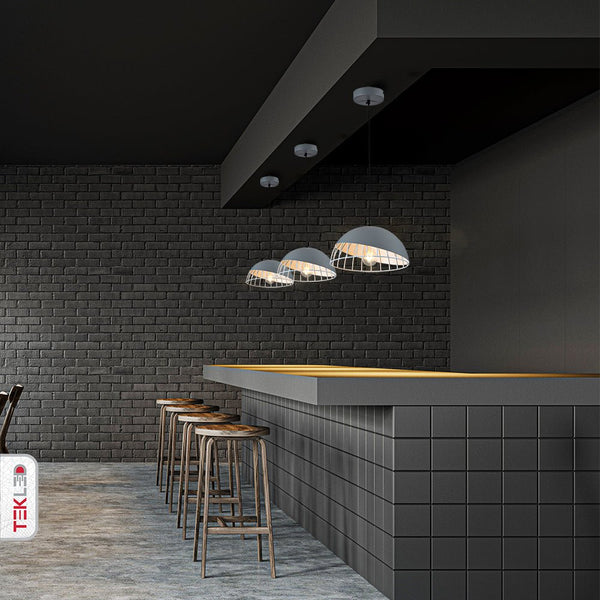 Grey White Caged Dome Nordic Metal Ceiling Pendant Light E27 Fitting