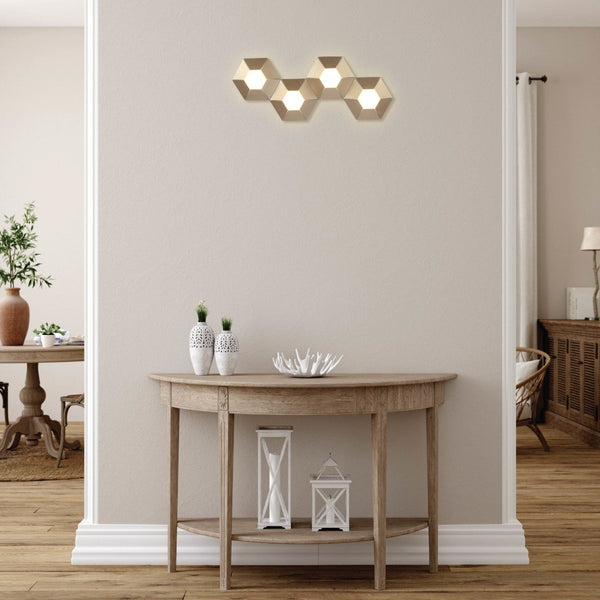 Honeycomb Gold Opal Contemporary Modern Wall Light 4000K Natural Cool White