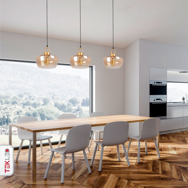 Miele Grande Amber Glass Pendant Ceiling Light E27