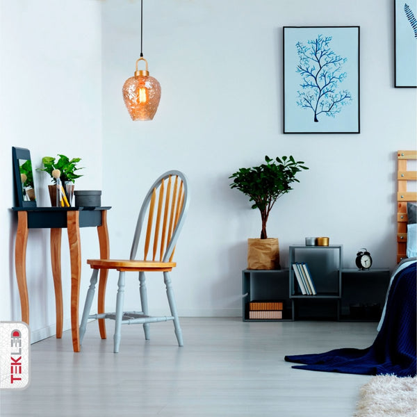 Miele Lungo Amber Glass Pendant Ceiling Light E27