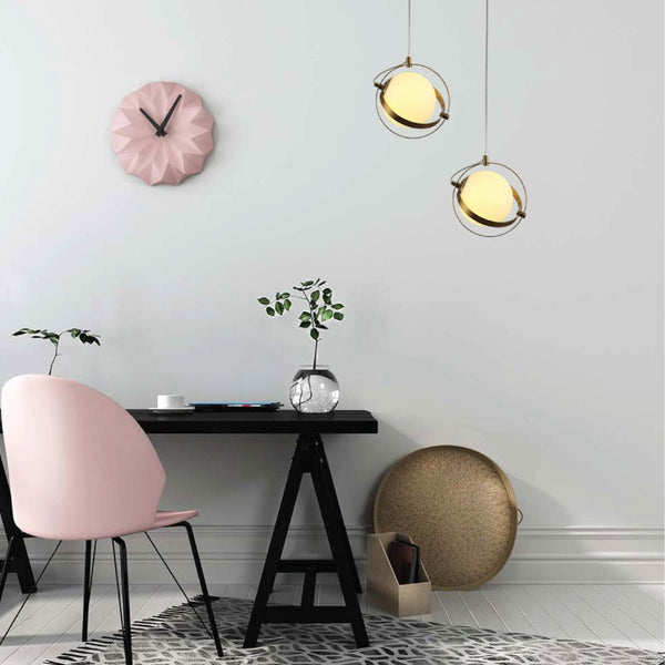 Opal Globe Glass Gold Rings Pendant Ceiling Light G9 Fitting