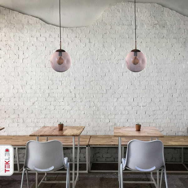 Amber or Smoky Glass Crater Pendant Ceiling Light E27