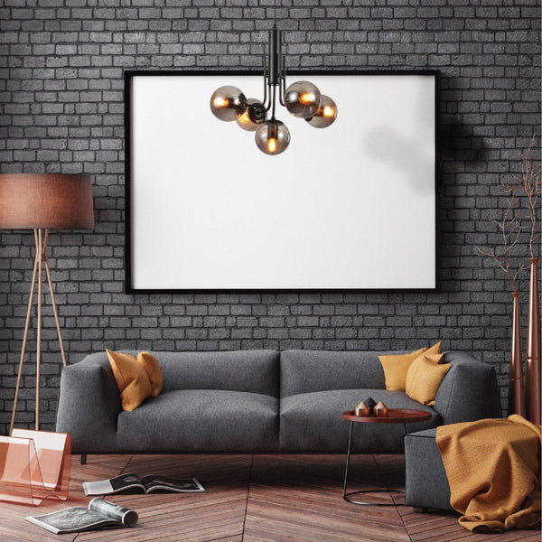Globe Glass Black Body Pendant Chandelier Ceiling Light E27