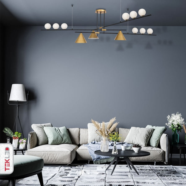 Nordic Modern Island Chandelier Ceiling Light G9 and E27 Black or Gold Funnel Opal Globe
