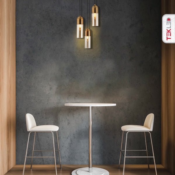 Sleek Duo-Tone Cylinder Pendant Ceiling Light - Amber Bronze or Smoky Black Variants