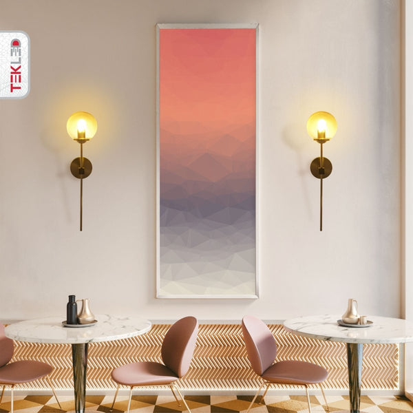 Amber Glass Gold Metal Wall Light L E27 Fitting