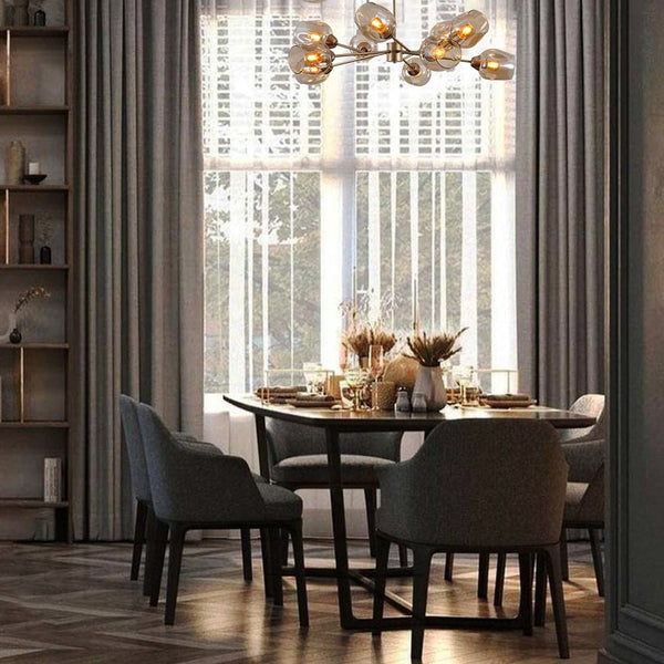 Amber Glass Metallic Gold Branch Twig Semi Flush Modern Ceiling Light E27
