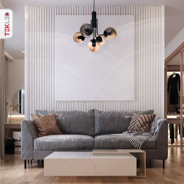Globe Glass Black Body Pendant Chandelier Ceiling Light E27