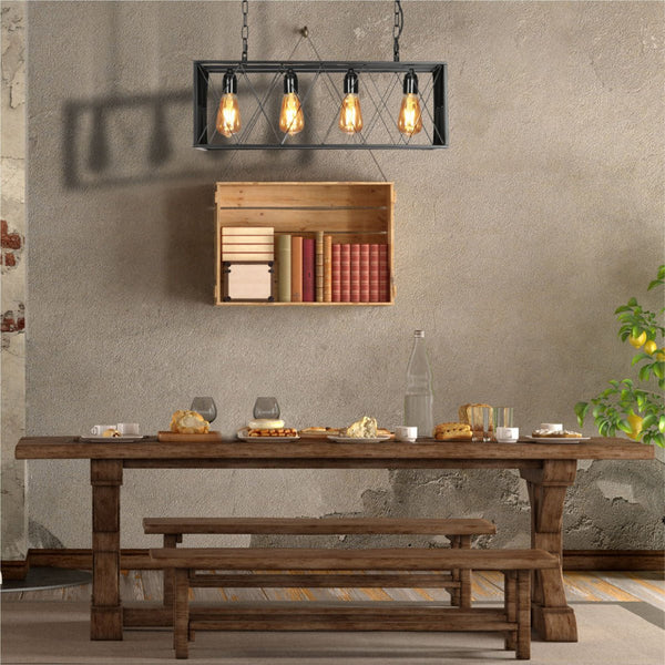 TEKLED
Black Cuboid Metal Kitchen Island Chandelier Ceiling Light 4xE27