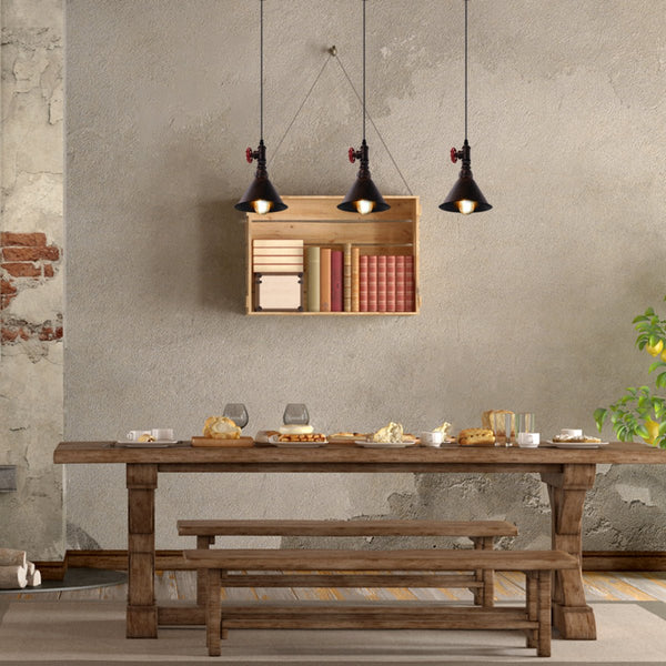 Black Gules Metal Funnel Valve Pendant Ceiling Light E27