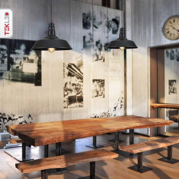 Step Industrial Caged Metal Ceiling Pendant Light E27 Fitting