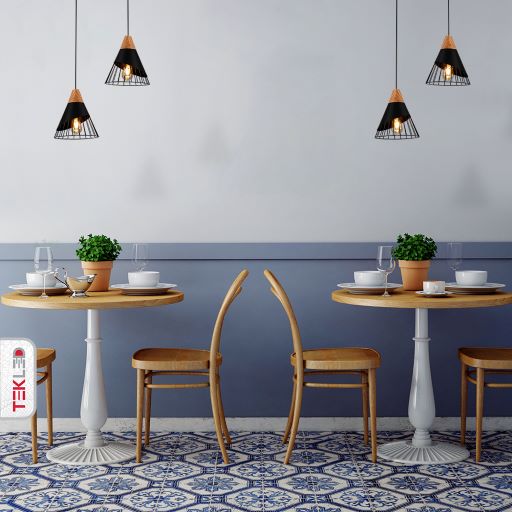 Black Wood Funnel Cone Caged Shuttlecock Nordic Metal Ceiling Pendant Light E27 Fitting