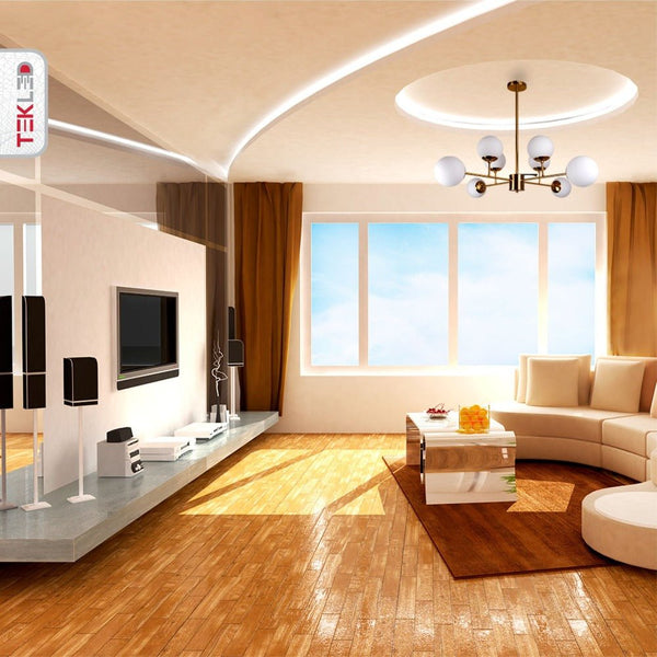 Stilnovo Amber or Opal Glass Globe Modern Sputnik Chandelier Ceiling Light E27
