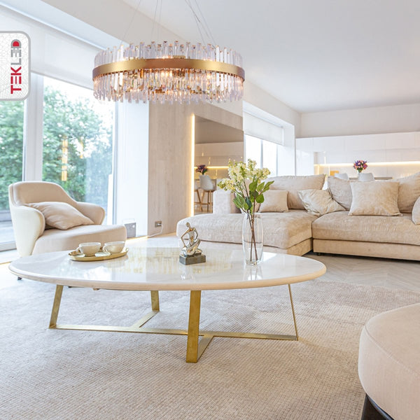 Coffin Crystal Gold Metal Chandelier Ceiling Light E14
