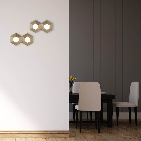 Honeycomb Gold Opal Contemporary Modern Wall Light 4000K Natural Cool White