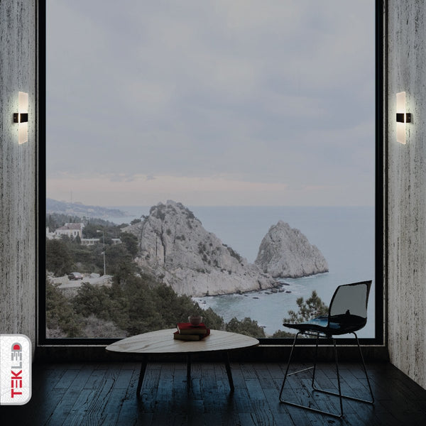 LED Dark Wood Metal Acrylic Wall Light 4W Cool White 4000K
