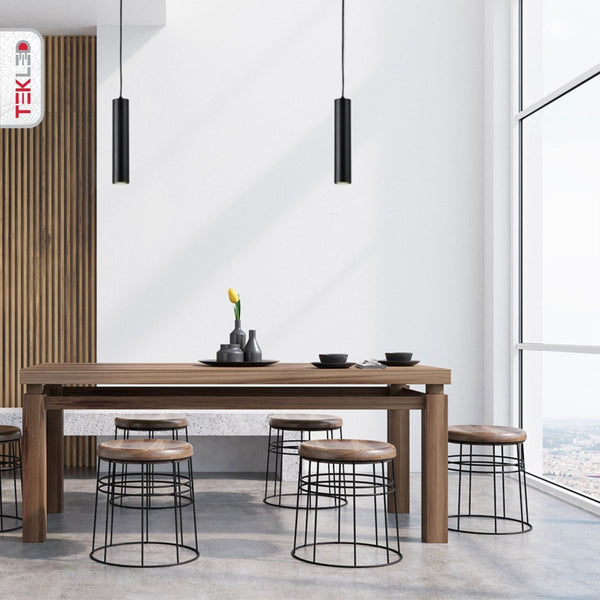 Integrated LED Modern Cylinder Pendant Ceiling Light Suspended Downlight Black