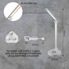 Lingo Desk Light Dimmable and Colour Modes with Wireless Phone Charger
