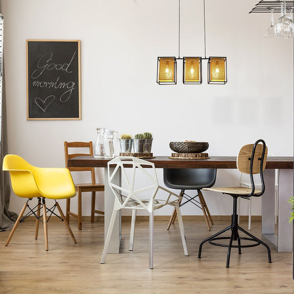 Matte Gold Metal Shade Black Cage Pendant or Island Ceiling Light E27 Fitting