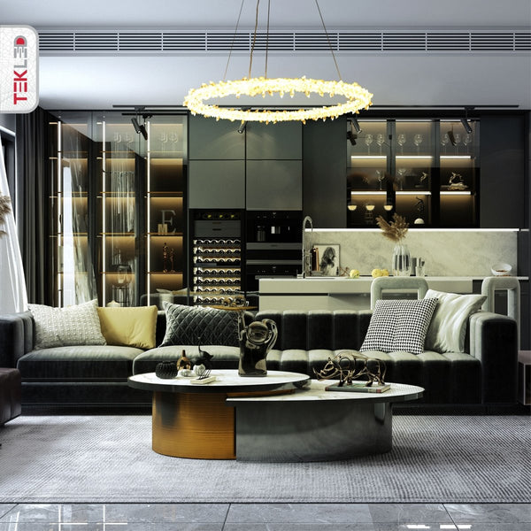 Modern Quartz Round Chandelier Ceiling Light with Built-in LED 150W
