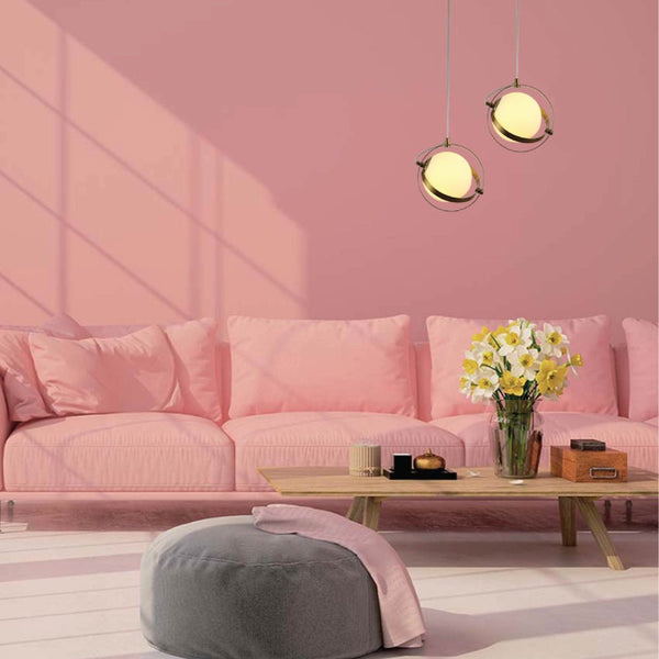 Opal Globe Glass Gold Rings Pendant Ceiling Light G9 Fitting