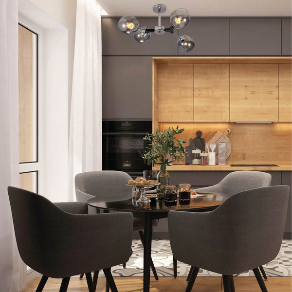 Smoky Barrel Glass Chrome Metal Body Sputnik Modern Ceiling Light E27 Fittings