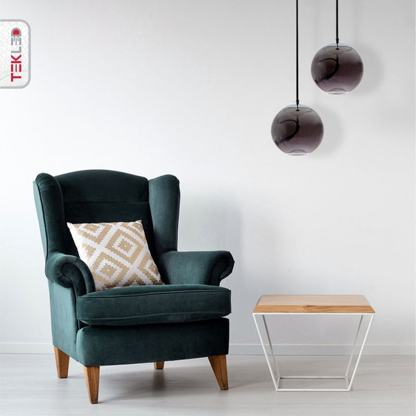 Modern Contemporary Smoky Glass Pendant Ceiling Light with Built-in LED Globe Cylinder Dome