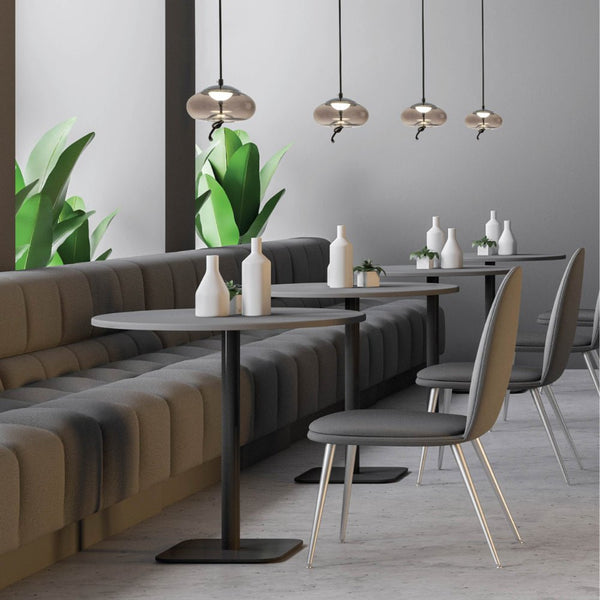 Modern Contemporary Smoky Glass Pendant Ceiling Light with Built-in LED Globe Cylinder Dome