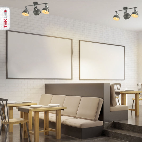 Grey Dome Shade Grey metal Body Ceiling and Wall Light E14