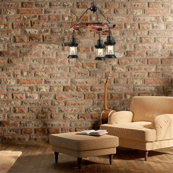 Farmhouse Wood Beam Marine Nautical Kitchen Island Chandelier Ceiling Light