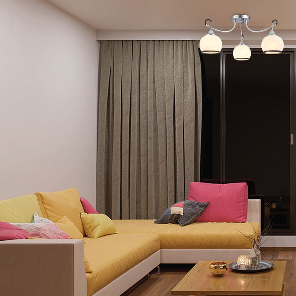 Opal Dome Glass Chrome Metal Semi Flush Ceiling Light