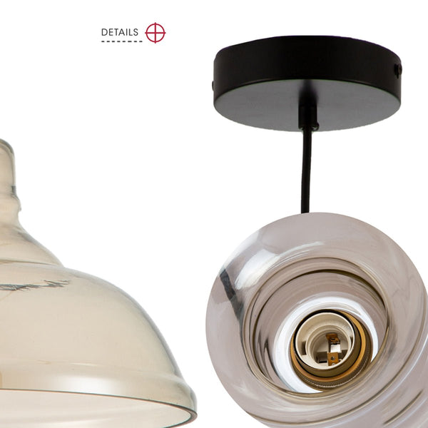 Amber Glass Cone Pendant Ceiling Light E27