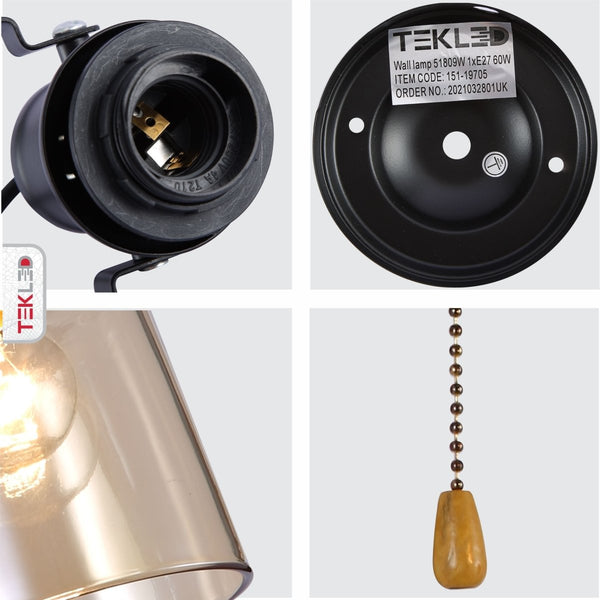 Glass Cone Wall Light Adjustable with Pull Down Switch