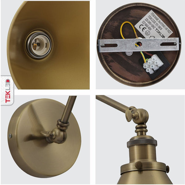 Metal Hinged Cone Wall Light E27 Fitting