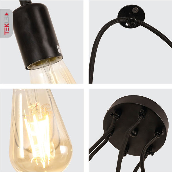 Black Cord Spider Chandelier Ceiling Light 6xE27