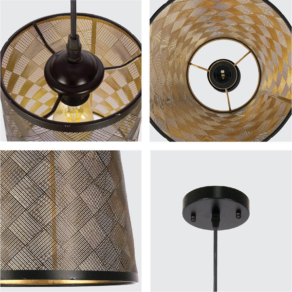Black-Gold Metal Frustum Pendant Ceiling Light E27