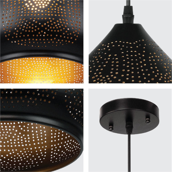 Black-Golden Metal India Dome Pendant Ceiling Light E27