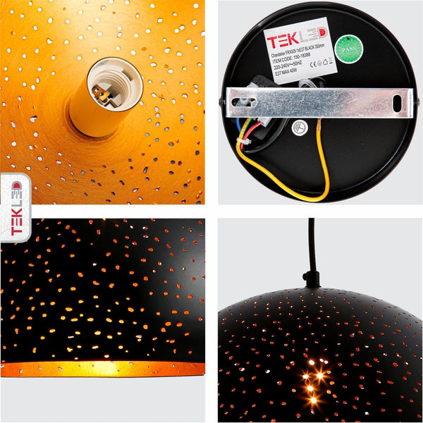 Dome Indian Dome Moroccan Night Milkyway Ceiling Pendant Light E27 Fitting Black Gold